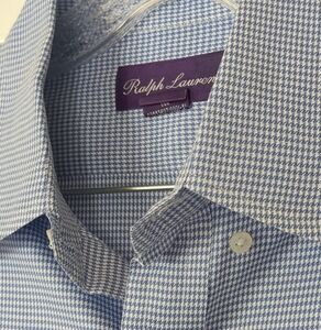 Ralph Lauren Purple Label Blue & White Micro Houndstooth Button-Down Shirt